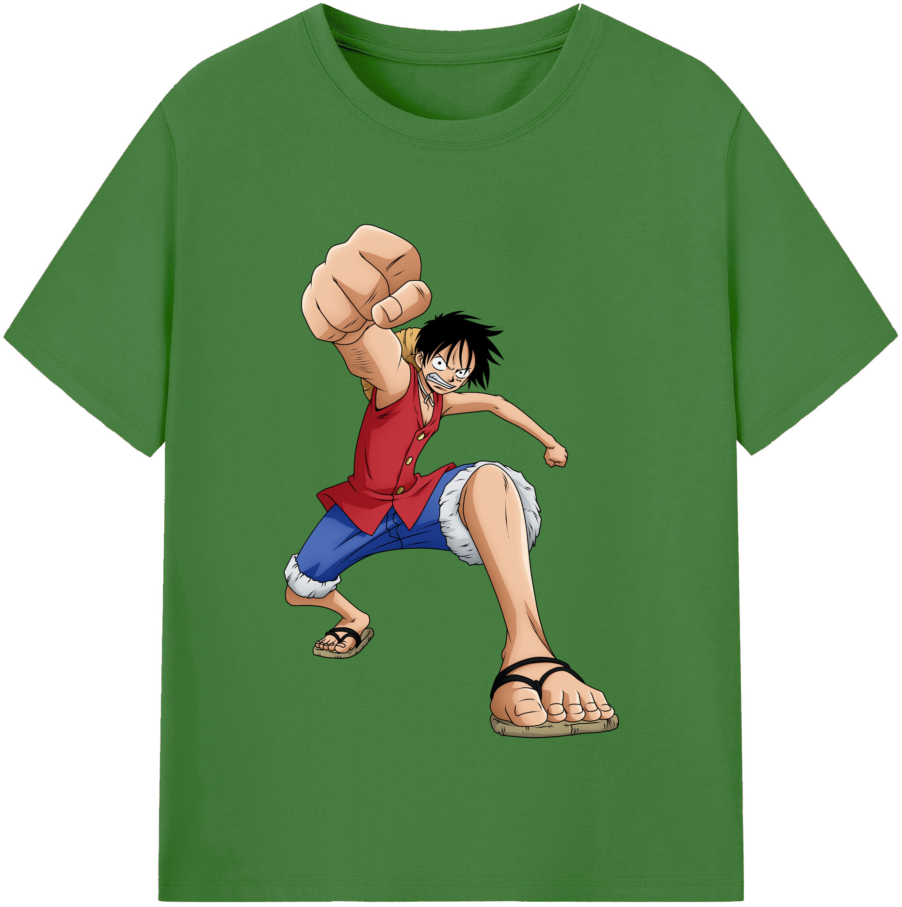 ワンピース モンキー・D・ルフィ ONE PIECE Monkey D. Luffy レディースカジュアルプリントTシャツ（綿100％）